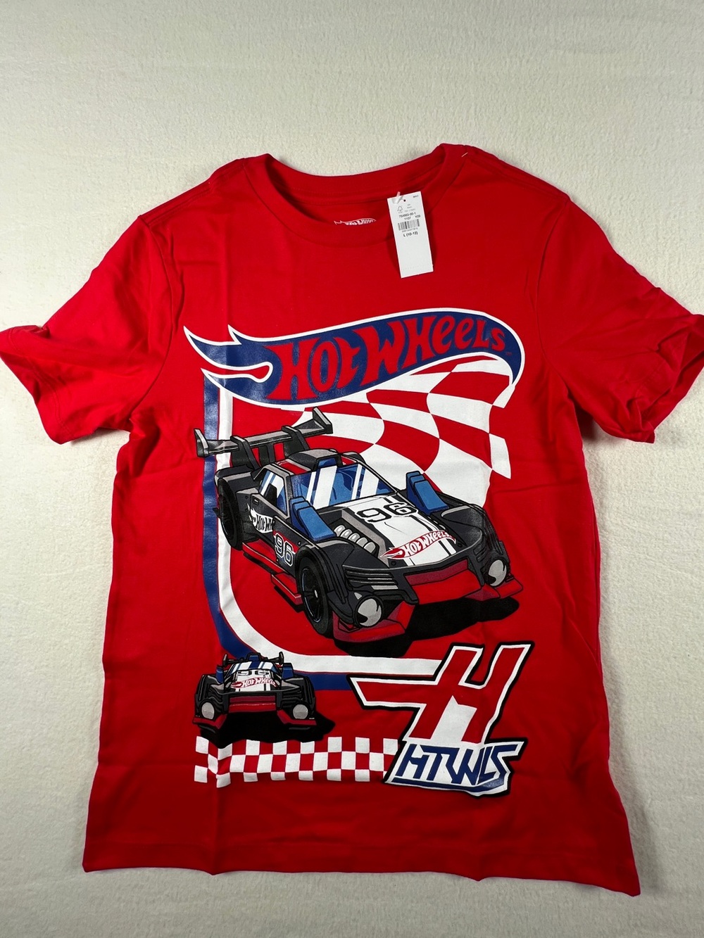 NWT Hot Wheels Boys Graphic T-Shirt Red Size L (10-12) Race Car Graphic Tee